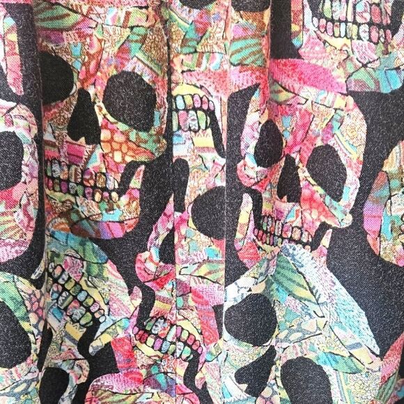 TORRID Plus Size Gothic Multi- Color Skull Ruffle Front Slip Dress Size 1X - Picture 4 of 15